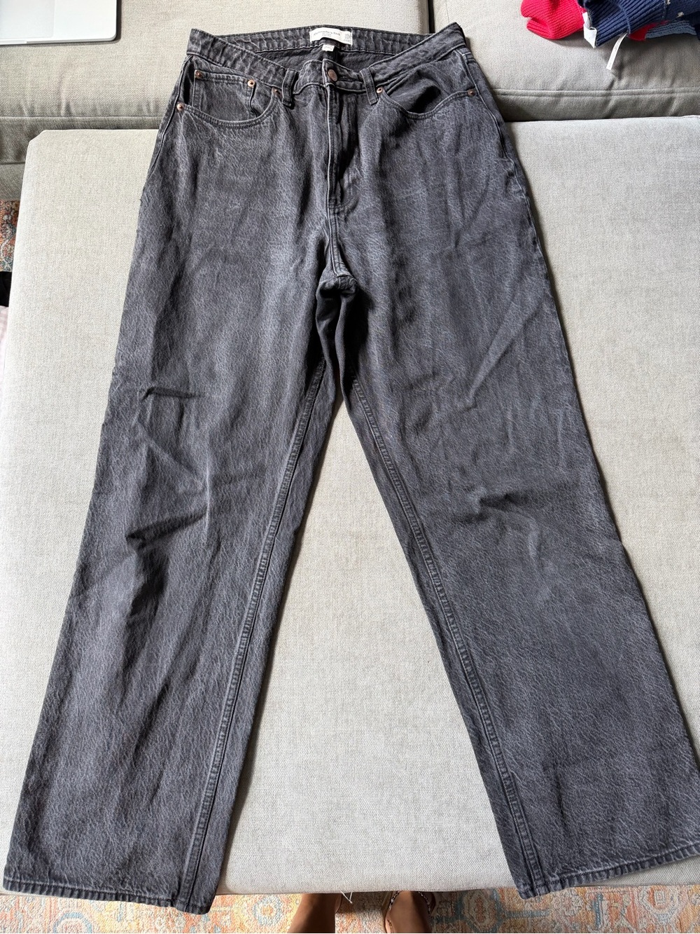 Abercrombie & Fitch Loose High Rise Curve Love Jeans Black Wash 30 Long